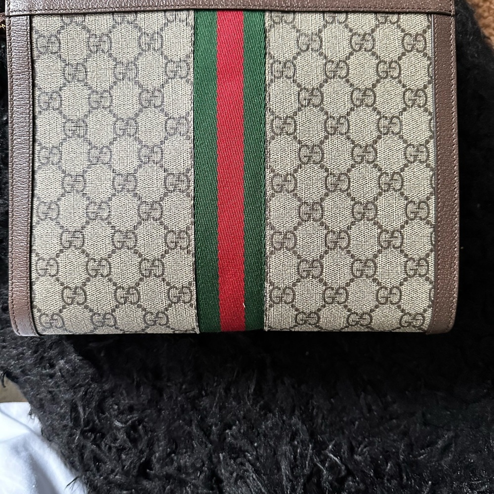Gucci Beige and Brown Leather Pouch - Picture 2 of 4